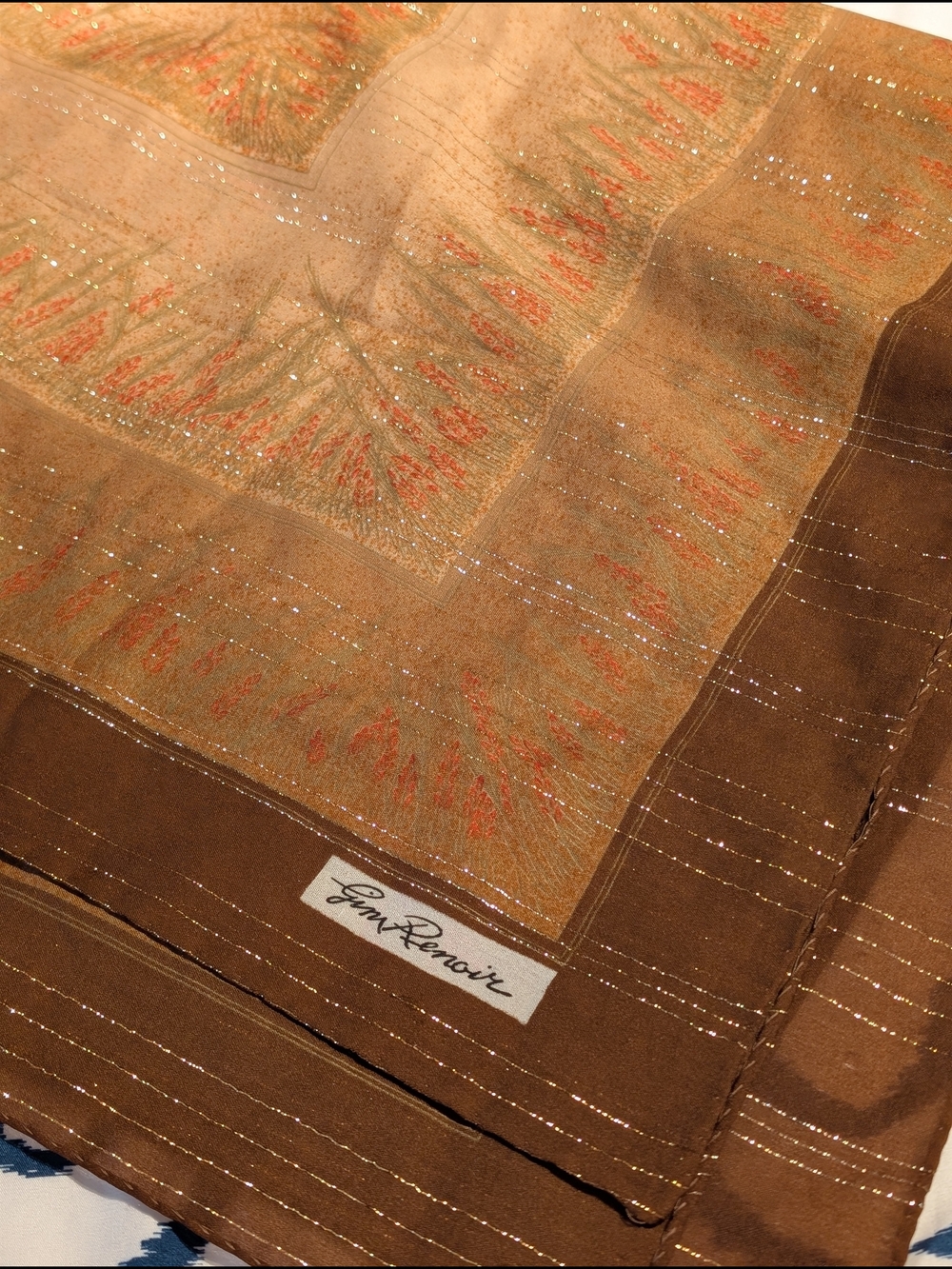 Gim Renoir Metallic Brown Silk Blend Scarf